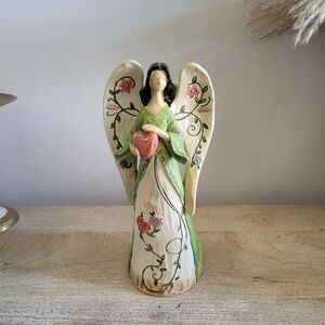 Ganz Angel Figurine Holding A Red Heart  Flowers